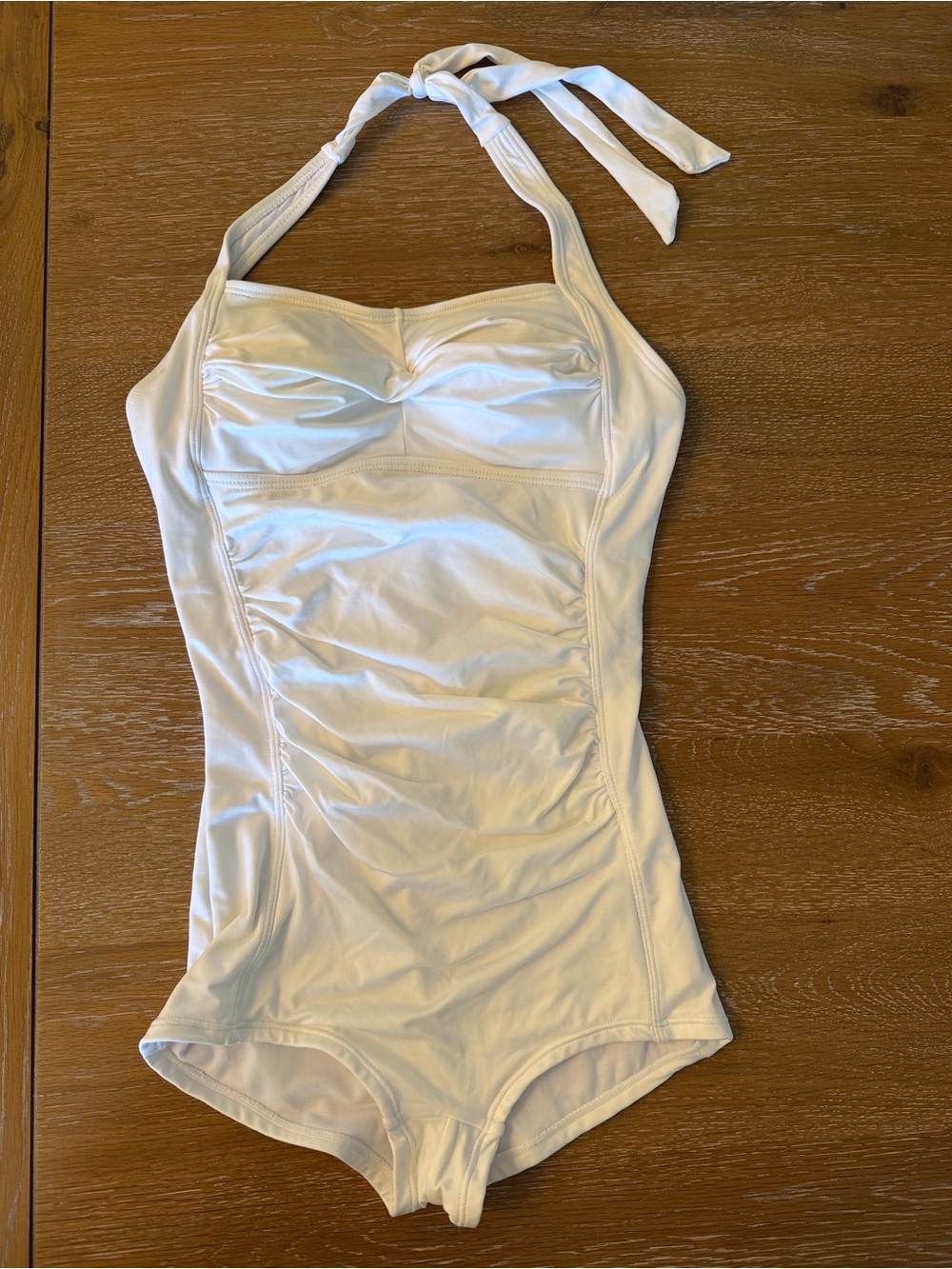 Classic White Halter One-Piece Swimsuit for Women